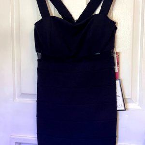 Navy Bandage Dress w/ Mesh Cutouts - L - NWT